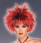 80's Spiked Punk Wig - Red/Black